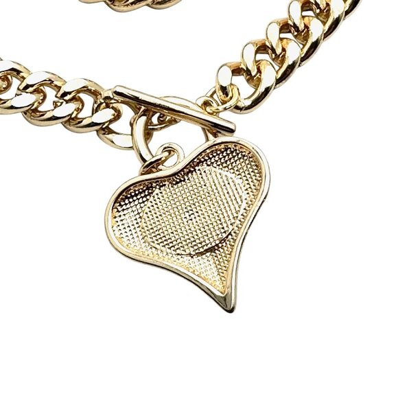 Evil Eye Heart Pendant Necklace Gold Tone Toggle Clasp 15 Inch Chain New - Picture 4 of 10